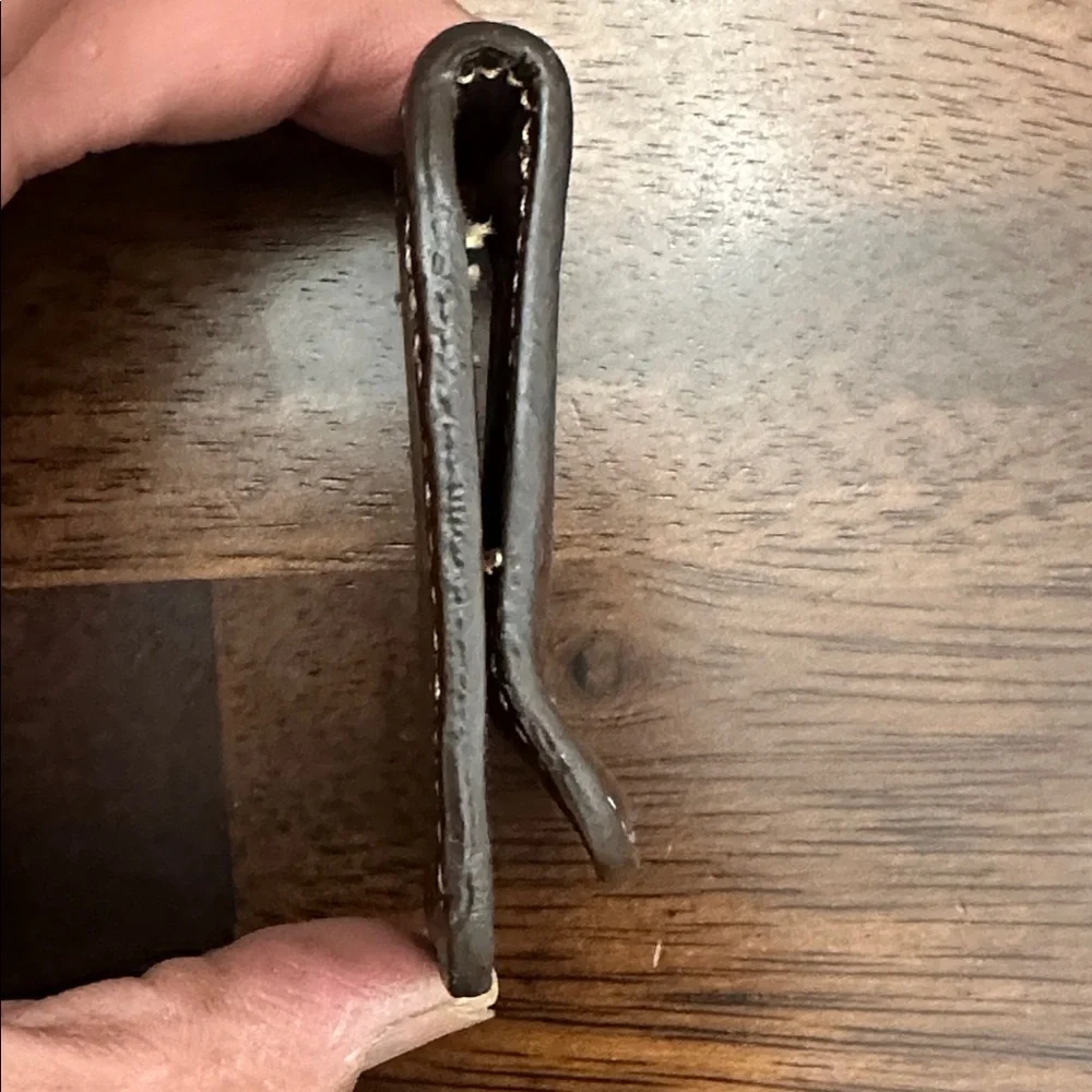 Brown Leather and Silver Metal Money Clip